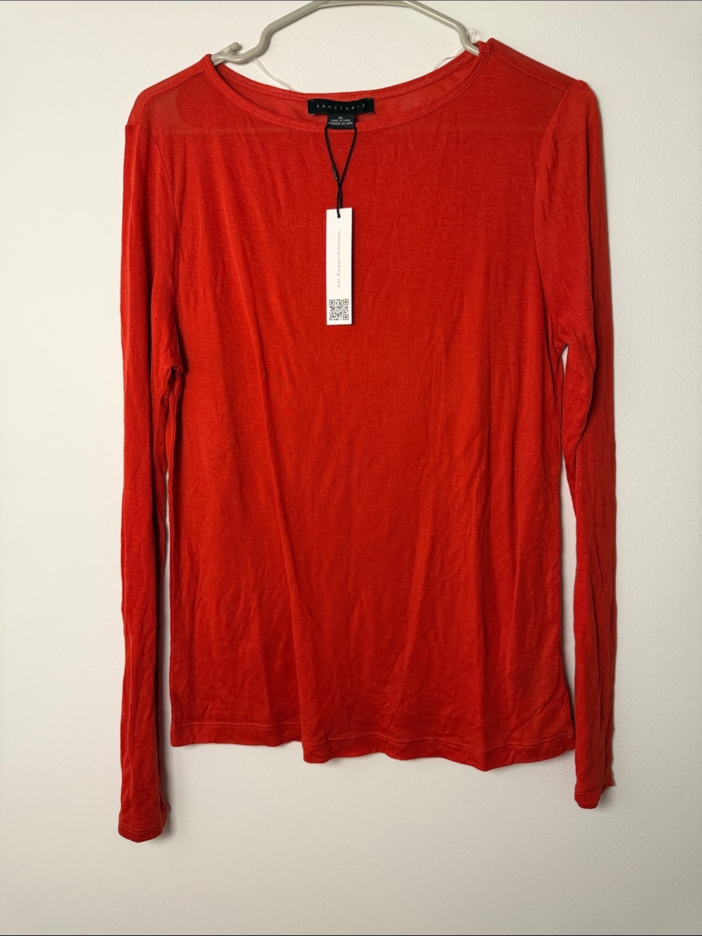 NWT Sanctuary Long Sleeve Perfect Mesh Tee in Rust Orange / XL